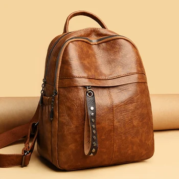 

Women Backpack High Quality Leather Backpack Fashion School Bags for Girls Shoulder Bag Sac A Dos Female Travel Backpack mochila