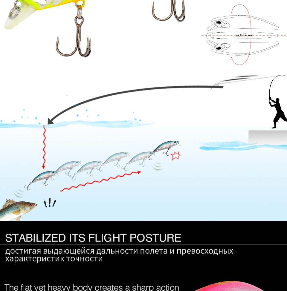 Tsurinoya 12 шт. 6 см 6 г рыболовная Тонущая приманка гольян воблеры Троллинг Щука бас искусственная жесткая приманка, рыболовные снасти