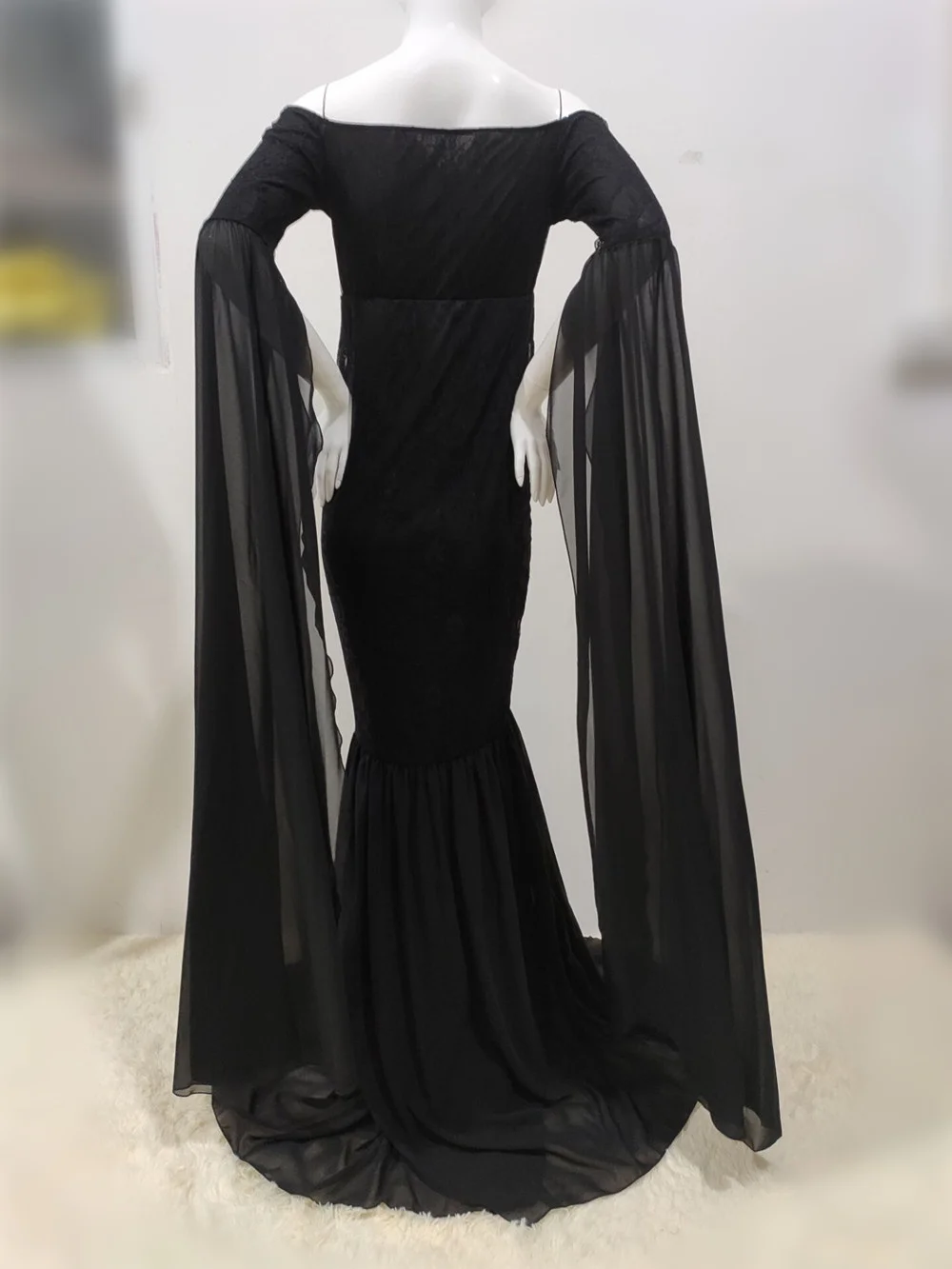 Mermaid Maternity Photography Props Dresses Lace Long Pregnancy Dress Ruffles Pregnant Women Maxi Maternity Gown For Photo Shoot (15)