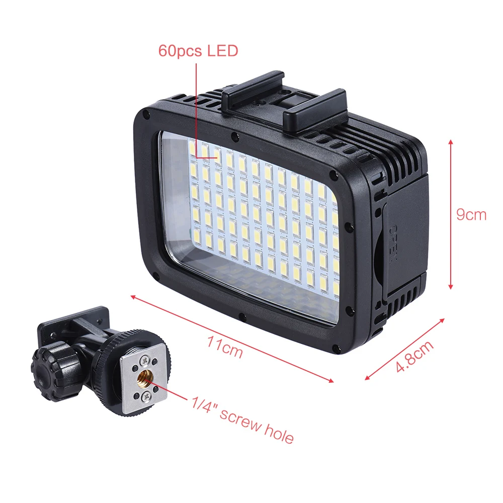Fotopal 1800LM 3 режима Водонепроницаемый подводный 40 м 5500 к 60 шт. светодиодный