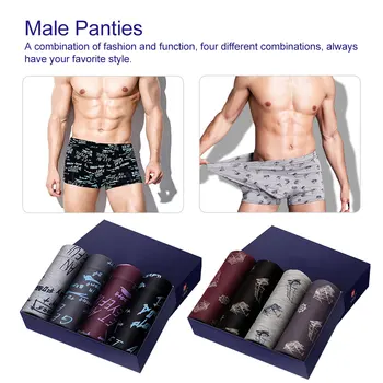 

2019 New Men's Modal Trunks Breathable Comfortable Letter 4 Pcs Pieces Lot Underwear Men Cheap Boxer Shorts Sexy Shorts Male