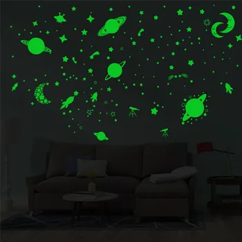 

Fluorescent Meteor Stars Glow In The Dark Wall Stickers Cartoon Astronomy Luminous Stickers Kids Rooms Ceiling Decoration Decals