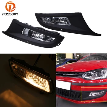 

POSSBAY Fog Light Front Lower Bumper Fog Lights Assembly+Fog Light Cover for VW Polo MK5 6R/6C 2009-2013 Fog Light for Polo