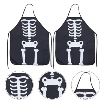 

2pcs Halloween Apron Creative Skull Patern Kitchen Cooking Apron Skull Sleeveless Adults Cooking Apron For Home Bar Restaurant