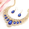 Fashion Gold Color Water Drop Pendant Chocker Necklace Earrings Wedding Bridal Crystal Stone Jewelry Sets ► Photo 1/6