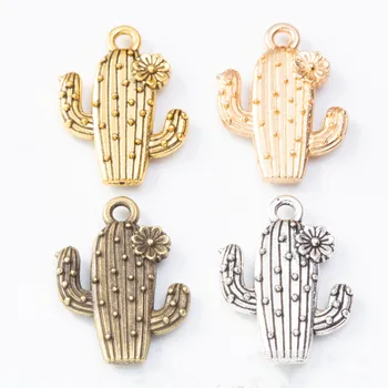 

20x15x3mm 20pcs/lot 4 Colors Plated Cactus Charm pendants For Making Handmade Necklaces bracelets Jewelry