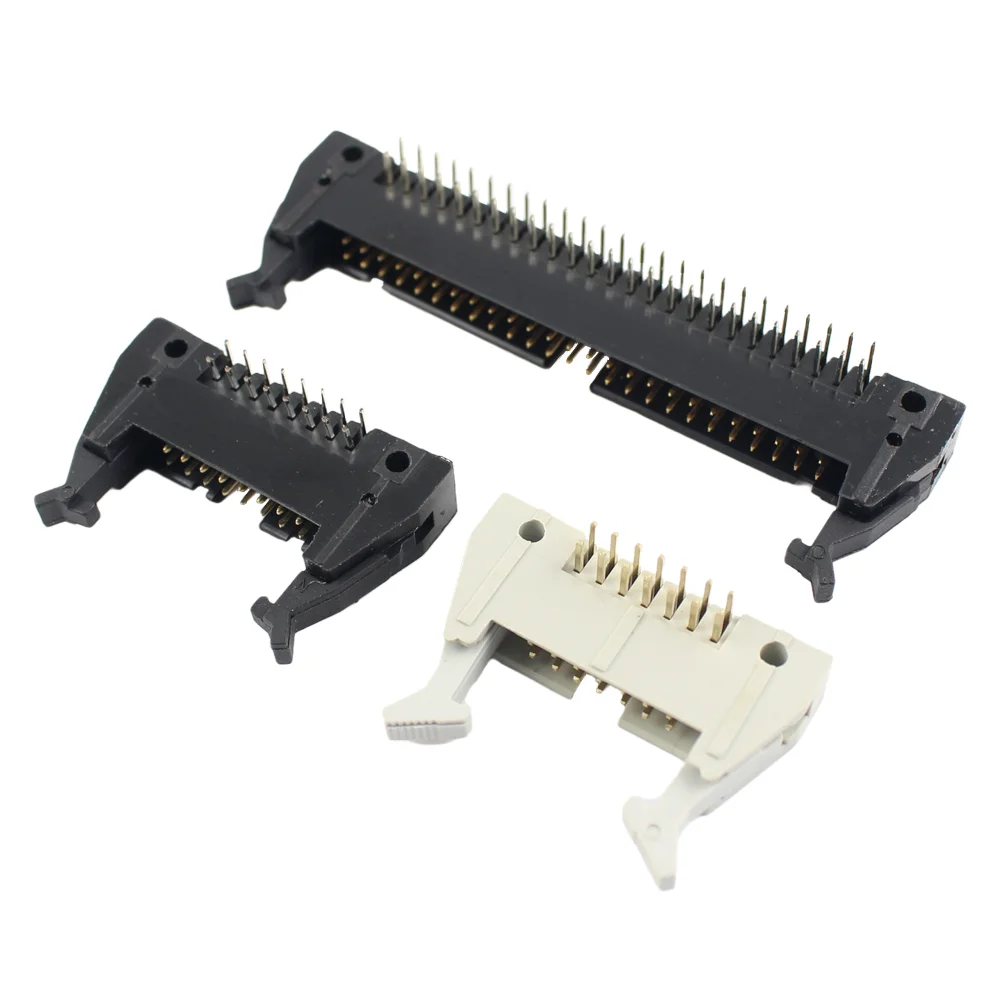 5pcs 2.54mm Pitch 14/16/26/34/40/50 Pin Male Right Angle Ejector Header Cable Connector DC2 IDC Socket 14P 16P 26P 34P 40P 50P |