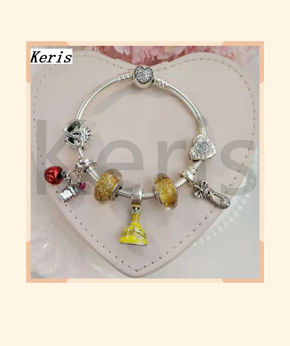 

High Quality Original 1:1 100% Silver Star Moon Mouse Pendant Chain Bracelet Free Delivery