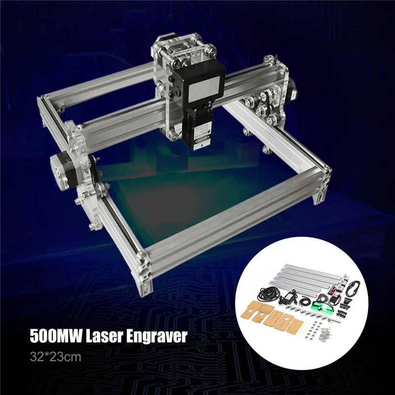 

New 32x23cm 500mW DIY Desktop Mini CNC Carving Laser Engraving Engraver Machine DC 12V Wood Cutter/Printer Kit + Laser Goggles