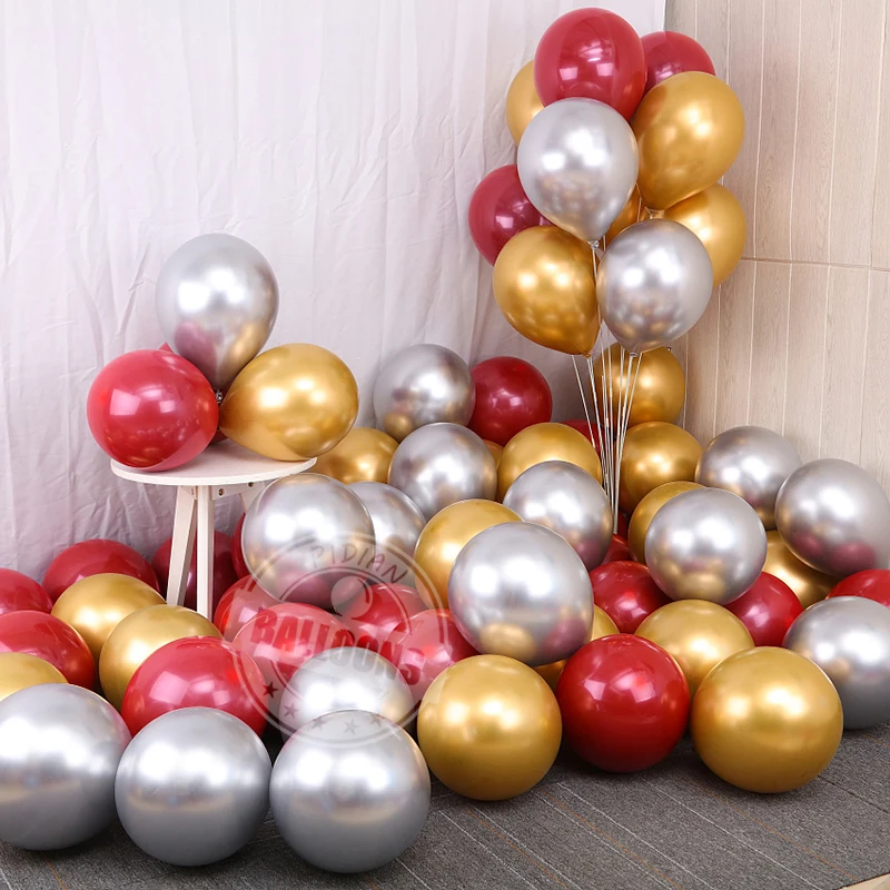 

20pcs/Lot Thickened Chrome Metal Balloon Gold Silver Transparent Sequin Latex Balloons Birthday Party Decoration Wedding Decor