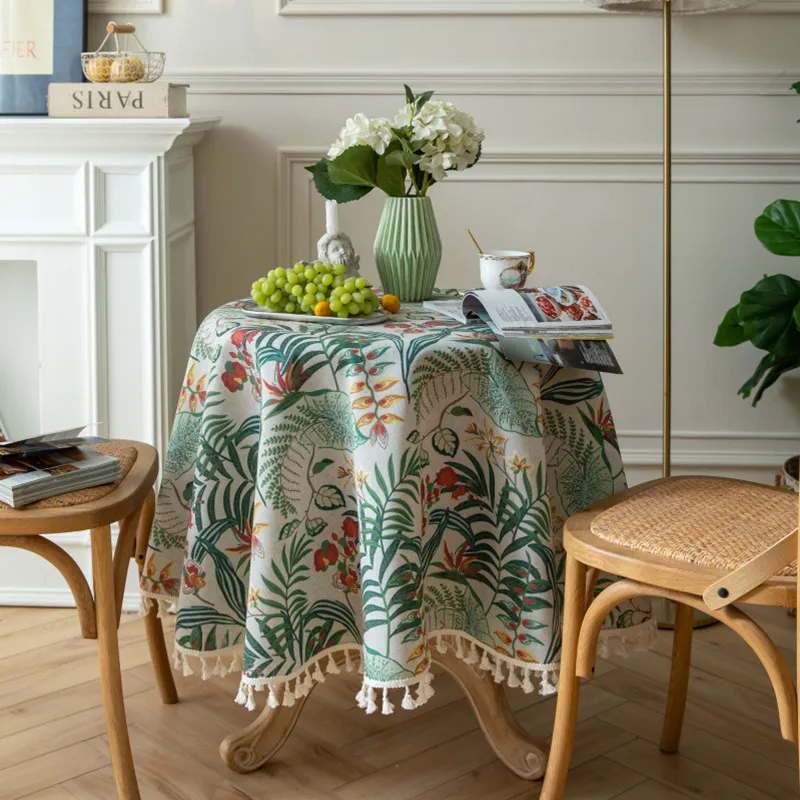 Green Round Tablecloth European Retro Jacquard Table Cloth Fabric Coffee Cafe Decor Cover Room Aesthetic | Дом и сад
