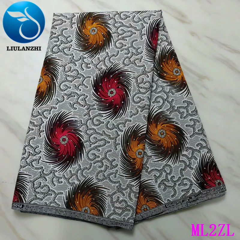 ML2ZL44 Воск liulanzhi ткани настоящая вощеная ткань Анкара с камнями высокое качество хлопок батик ткань 6 ярдов/партия ML2ZL34-ML2ZL64 - Цвет: ML2ZL44