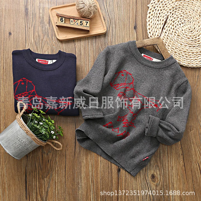

19 Autumn And Winter New Style Childrenswear Pullover Sweater Trend of Fashion Sweater BOY'S Big Boy Cotton Comfortable Casual L