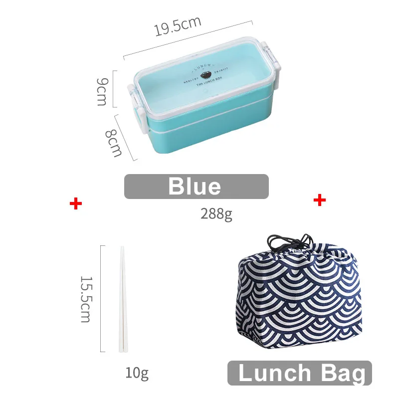2 Слои Ланч-бокс для микроволновки японский дерева Bento Box Для Детский пищевой контейнер для хранения Портативный для школы и пикника с обед Сумка 1200 мл - Цвет: Blue--Bag