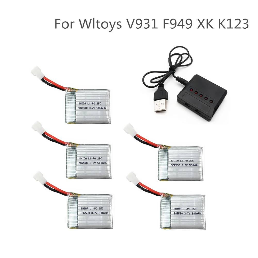 Литий полимерный аккумулятор 3 7 в 500 мАч 25C с зарядным устройством для Wltoys V931 F949 XK
