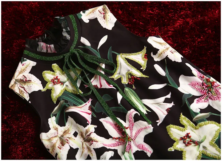 MoaaYina модное дизайнерское подиумное платье Весна Лето Женское платье цветочный-бисерный принт мини платья