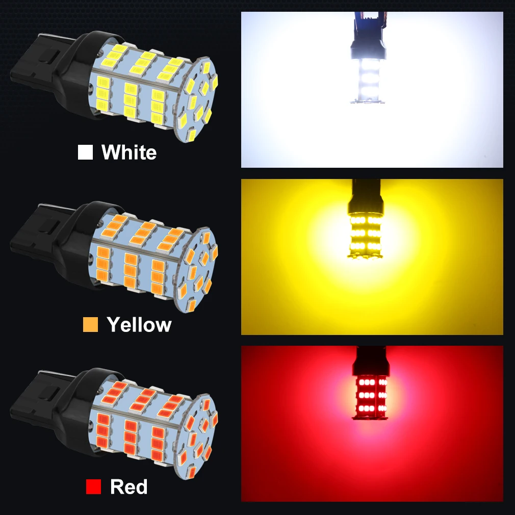 2 шт. T20 7440 7443 W21W WY21W супер яркие светодиодные лампы 54SMD 2835 чипы T25 3157 Авто резервный задний фонарь Автомобильный задний фонарь стоп-светильник 6000K