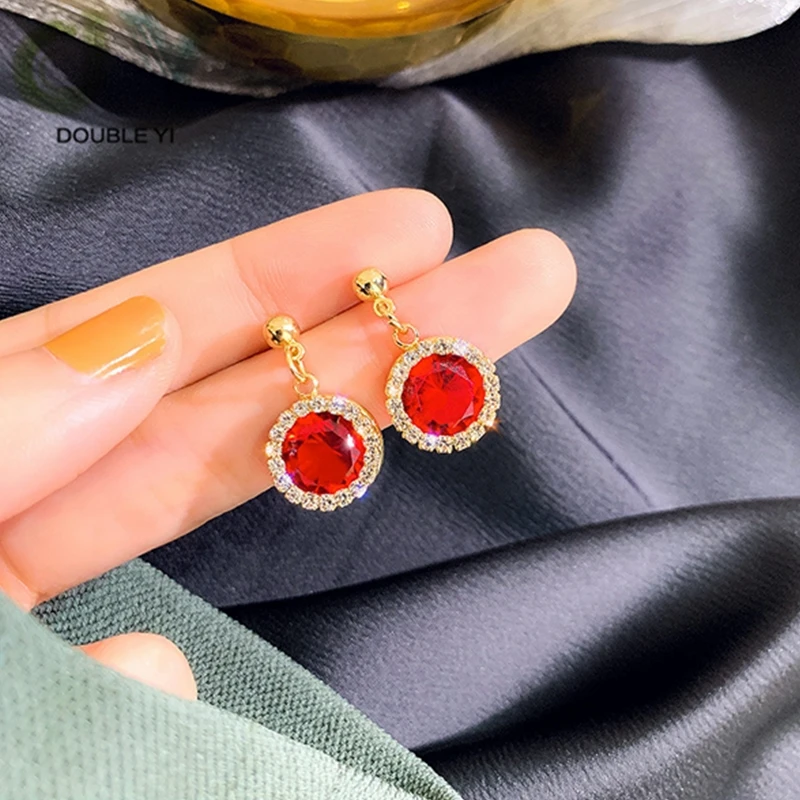 925 серебряные серьги иглы темперамент красный падение простые серьги