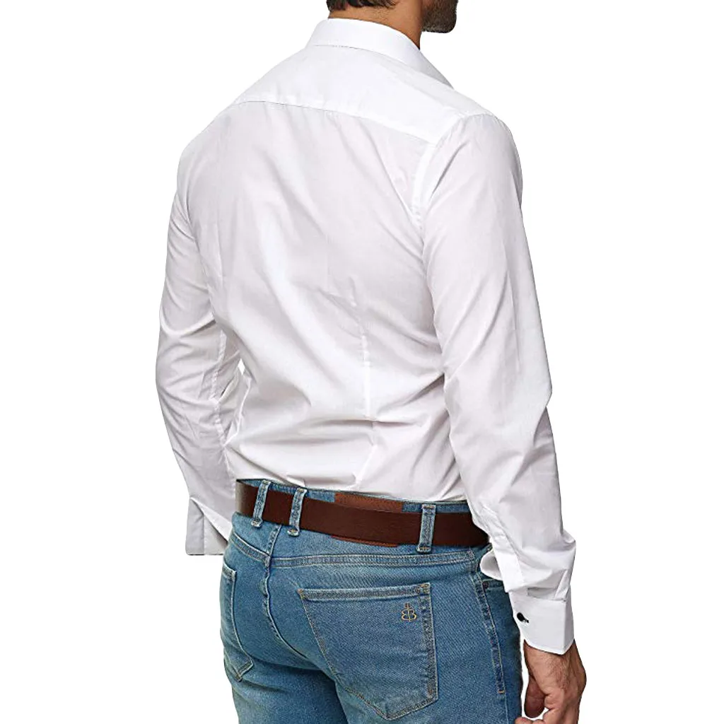 Camisa Masculina мужская Евро-американская деловая Повседневная Однотонная рубашка с отворотом с длинными рукавами бежевая рубашка Топы 19Aug13 P30