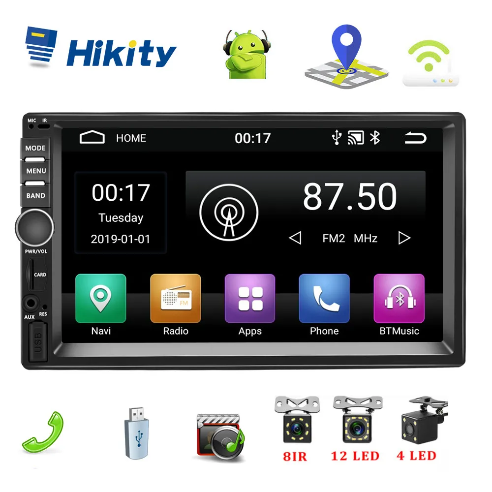 

Hikity Android Car Radio 7 Inch GPS Navigation Car Multimedia Player 2 Din Touch Audio Player Bluetooth Autoradio Support Camera