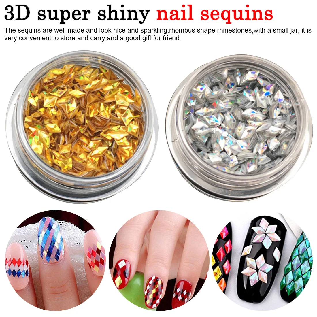 

1g/box Holo 3D Diamond Sequins Super Shiny Triangle Paillette Nail Art Decorations AB Chameleon Nail Glitter Sequins