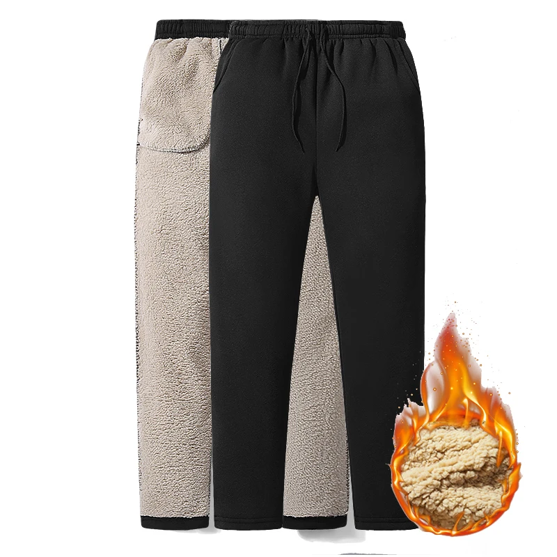 Thicken Sweatpants Winter Men's Plus Velvet Padded Trousers Slim Large Size Warm Pants Solid Trend Sports Jogges M-5XL,ZA306