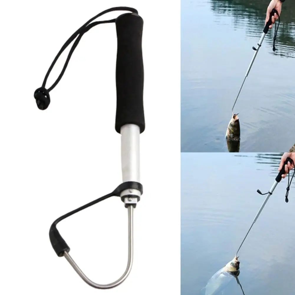 70cm Durable Telescopic Retractable Stainless Steel Fish Hook Ice Sea Barbed jig hook Fishing Jig Head Spear Tackle Tool