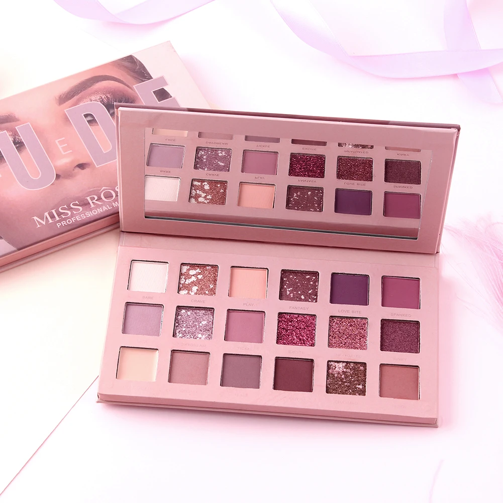 Miss Rose тени для век Pallete 18 цветов красочный мерцающий матовый перламутровый телесный водонепроницаемый профессиональный Палитра теней для век тени для век