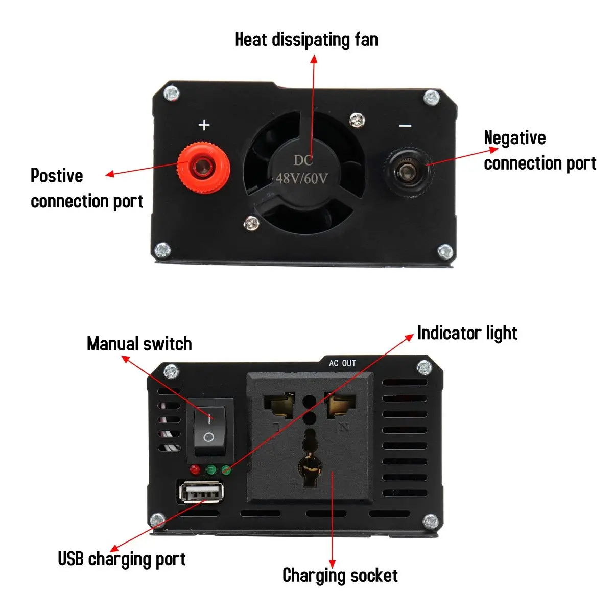  Car Inverter 12V/24V/48V/60V to 110V 5000W P eak Power Inverter Voltage Convertor Transformer Autom