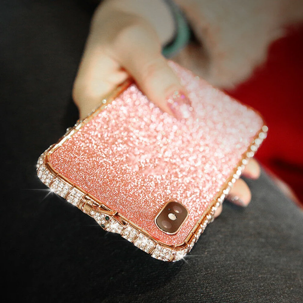 Бампер Защитный чехол блестящий роскошный блестящий змейка Bling Diamond прочный металлический каркас Кристалл Модный чехол для IPhone X XS Max