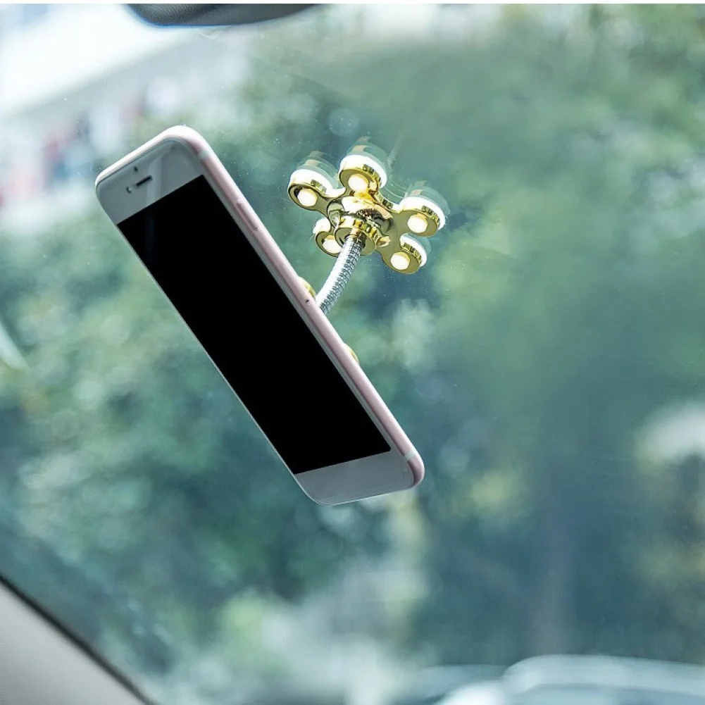 Креативный Кронштейн для мобильного телефона, универсальный держатель для мобильного телефона с волшебной присоской, карманный вращающийся на 360 градусов, многоугольный металлический цветок su