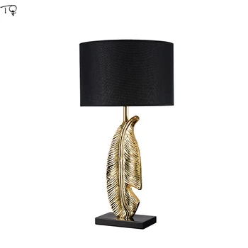 Billig Amerikanische Mode Feder Lampe Blatt Form Dekorative Tisch Lampe Designer Kunst Dekor Hause Studie Nacht Schlafzimmer Wohnzimmer Studio