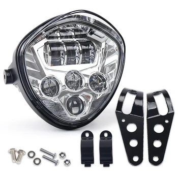 

7Inch Motorcycle Headlight with Bracket Clamp Red Background White DRL Hi/Low Beam for Honda Yamaha Triumph Cafe Racer