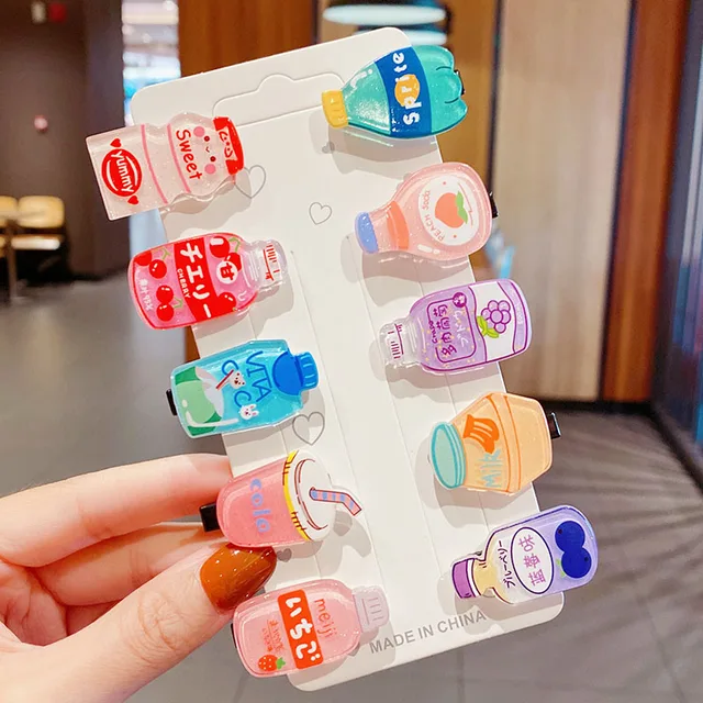 10PCS/Set New Girls Cute Cartoon Ice Cream Unicorn Hair Clips Kids Lovely Hairpins Headband Barrettes Fashion Hair Accessories 50