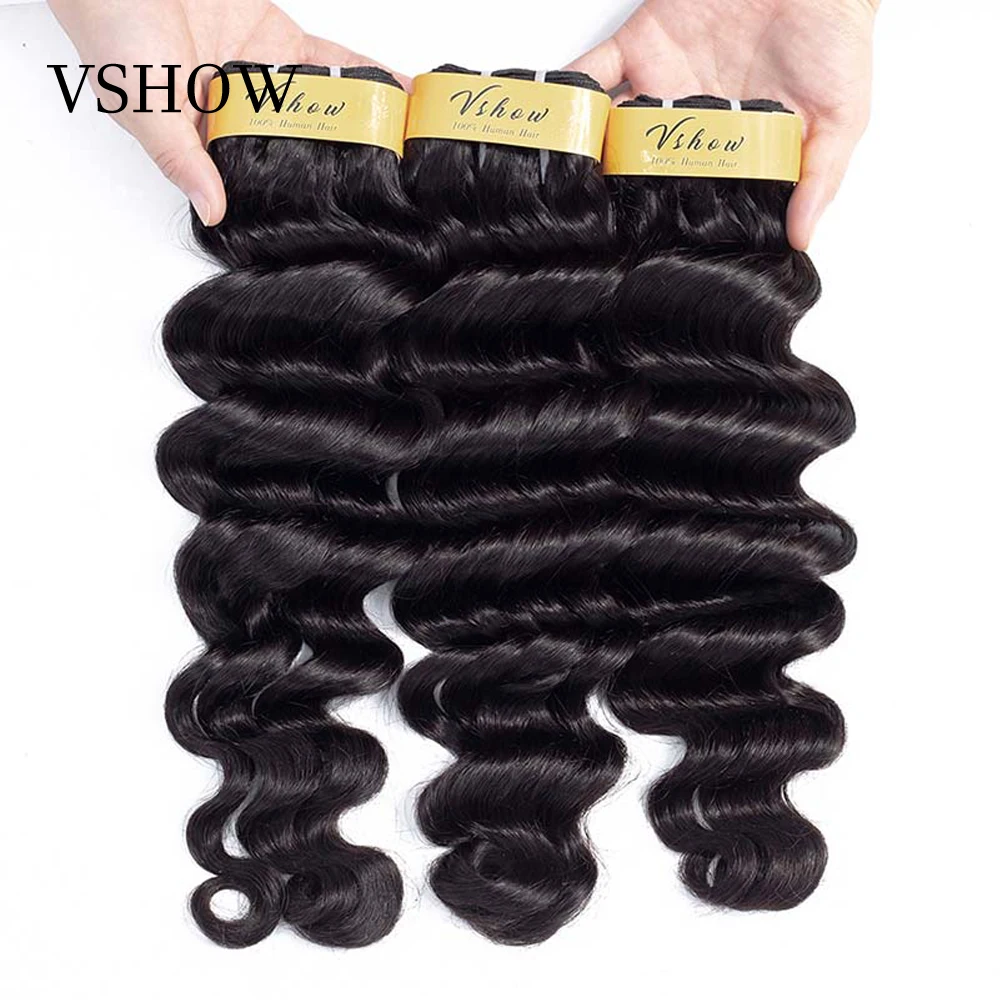 VSHOW человеческие волосы пучки можно купить 1/3/4, натуральные человеческие волосы для наращивания волос ткать индийские пучки волос для Для женщин