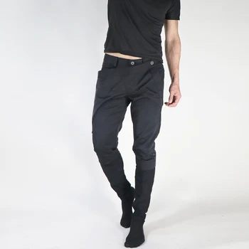 

2020 New Fashion Casual Asymmetric Double Waist Low-end Harem Pants Show Men's Black Pants singer costumes