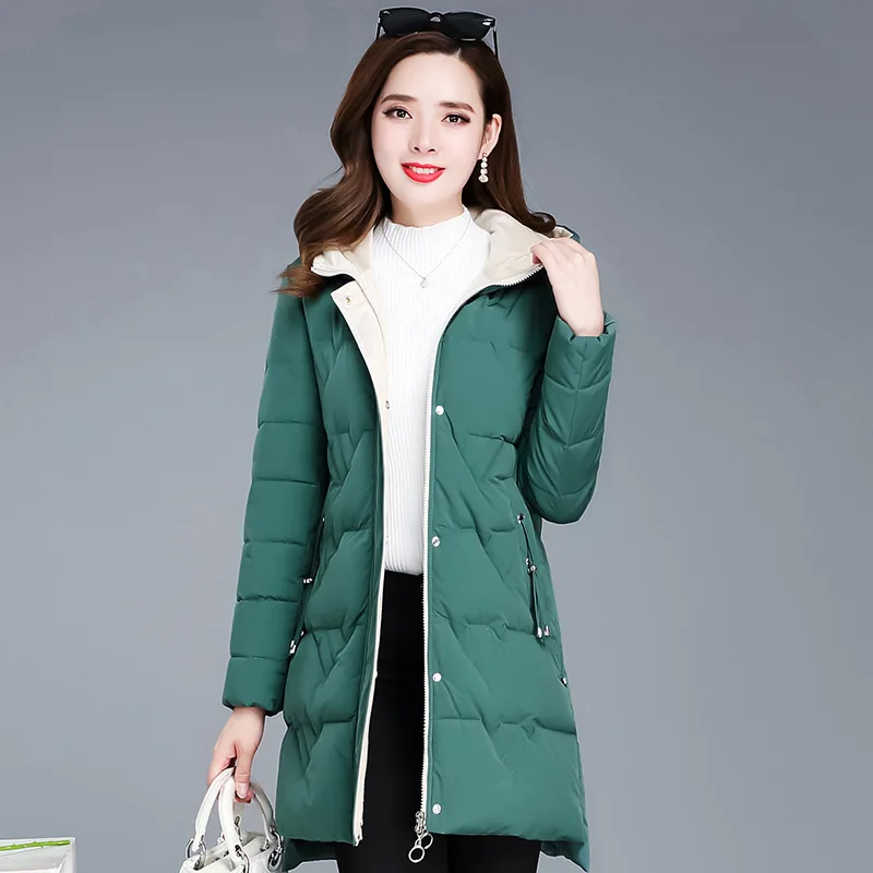 

Mid-length Cotton-padded Clothes Women's 2019 Winter New Style Korean-style Slim Fit Slimming Fashion Elegant Western Style Cott