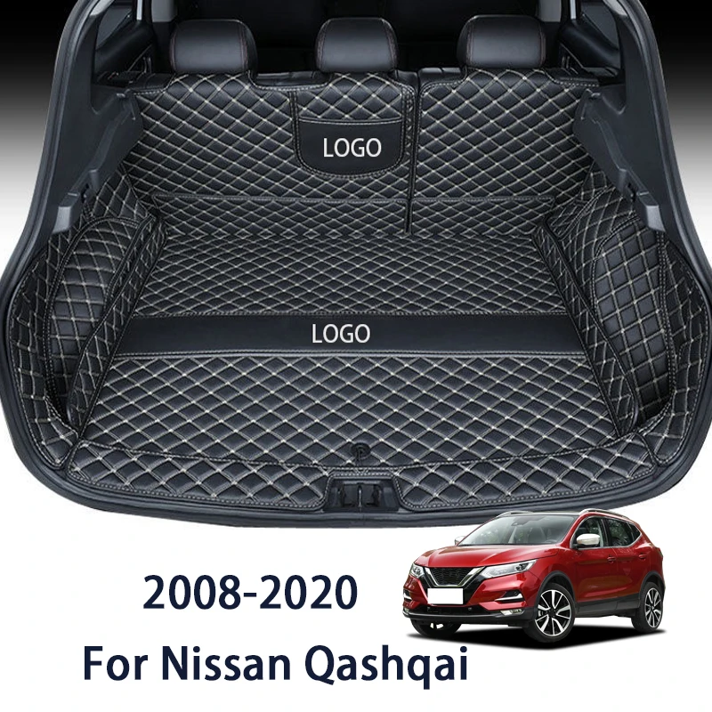 

Полный комплект водонепроницаемых ковриков для багажника автомобиля для Nissan Qashqai (2008-2021) 2009-10-11-12-13-14-15-16-2020, индивидуальная посадка, Задняя накладка для груза