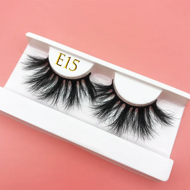 25mm E06 MIKIWI 100% handmade natural  thick  Eye lashes wispy makeup extention tools 3D mink hair volume soft false  eyelashes E15 with tray