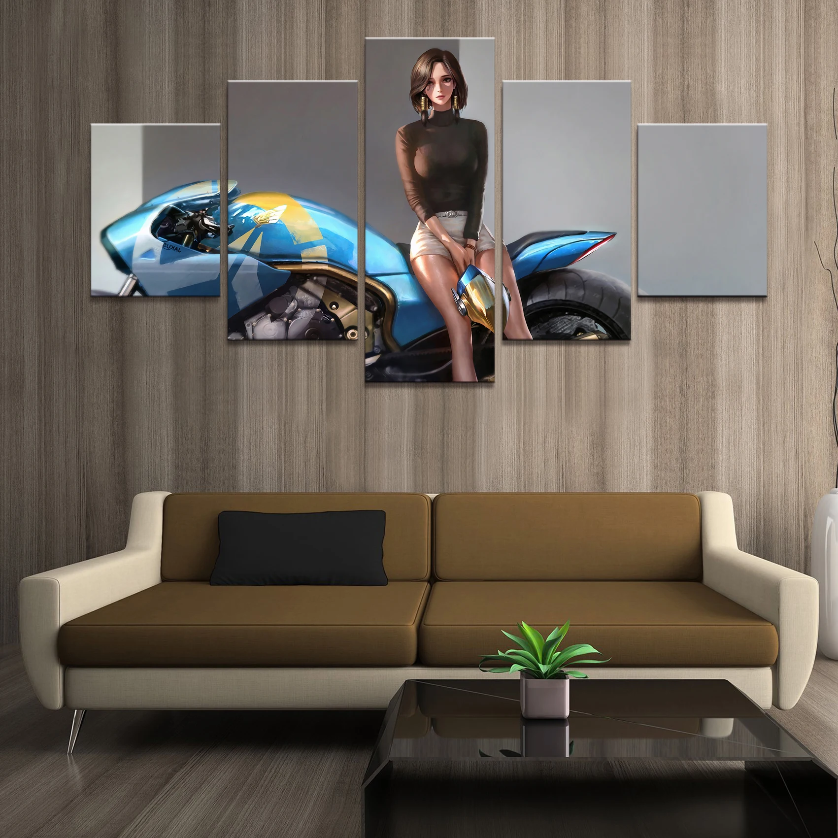 Домашний декор постер картины печать холст 5 шт. модульная Женская мода фара Overwatch