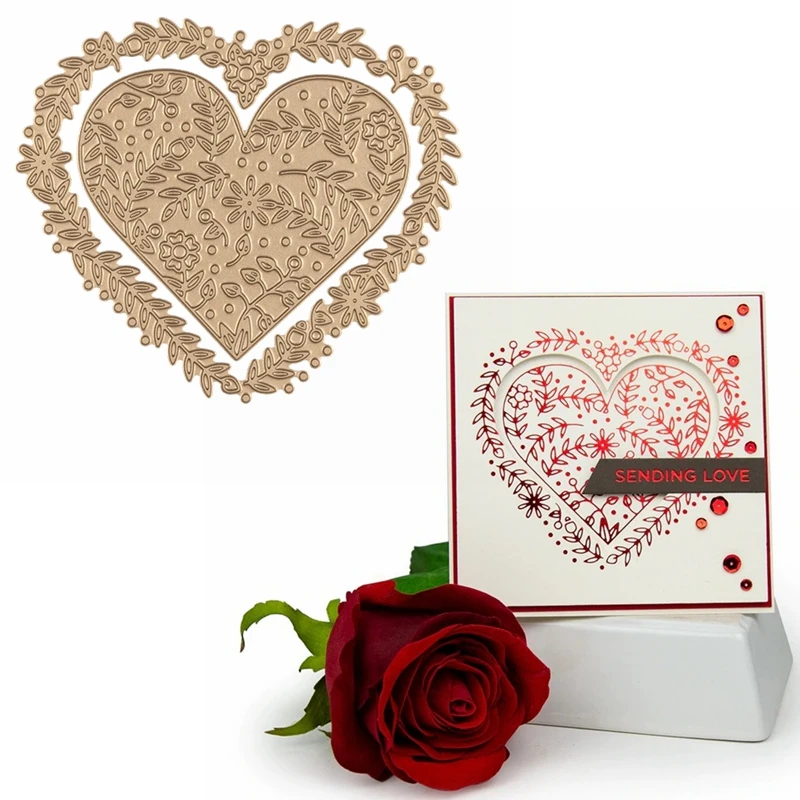 

Love-Heart Vines Borders Hot Foil Plate Heart-shaped Vines Border&Pattern for DIY Scrapbooking Embossing Crafts Cards Decoration