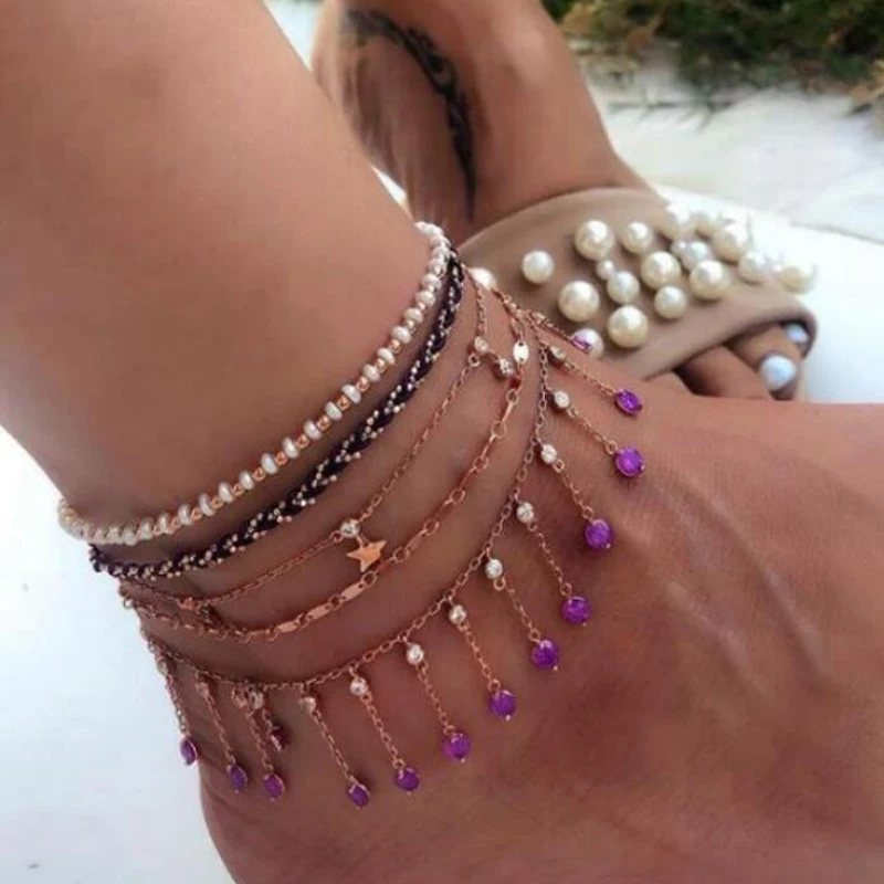 Tocona Elegant Star Crystal Tassel Anklets for Women Boho Jewelry Layered Chain Bracelet on the Leg Sandals Accessories 9085 Tocona Elegant Star Crystal Tassel Anklets for Women Boho Jewelry Layered Chain Bracelet on the Leg Sandals Accessories 9085