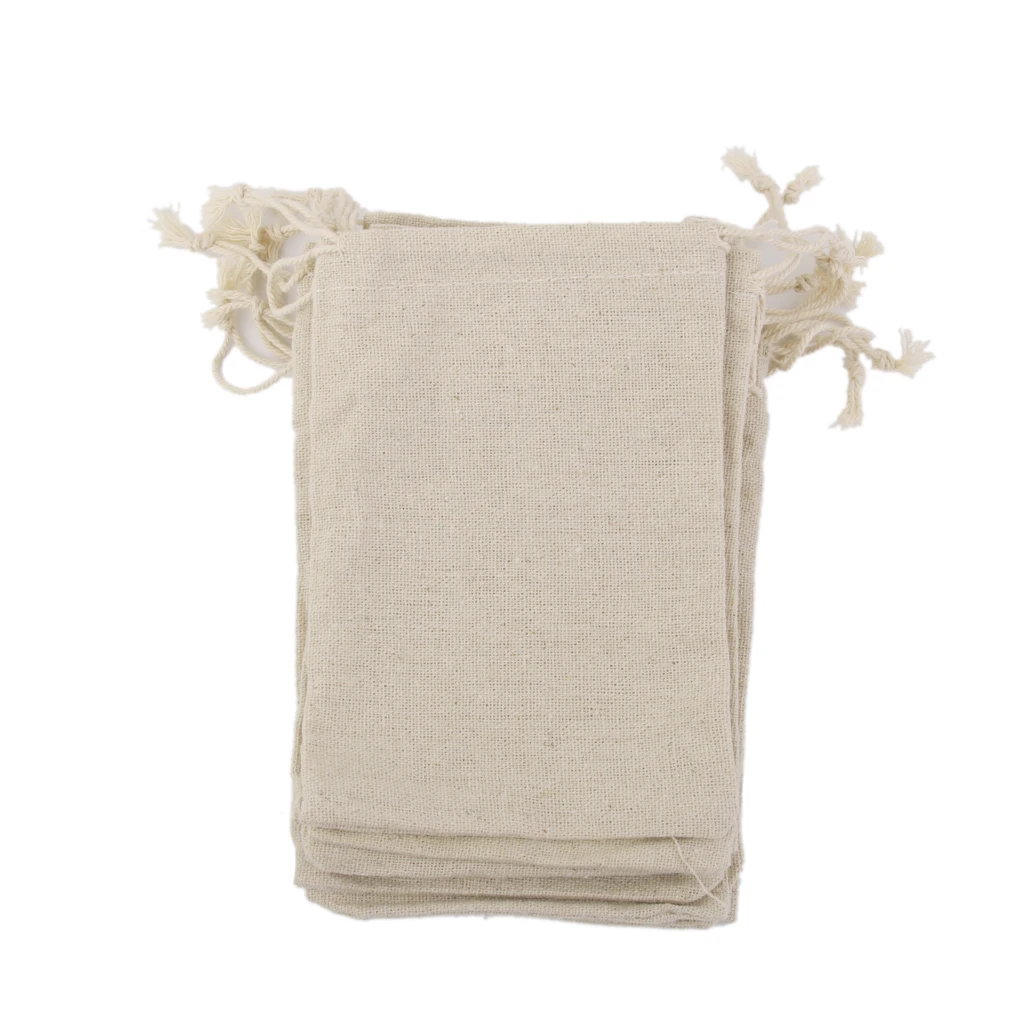 10Pcs Small Drawstring Pouch Bags Burlap Jute Hessian Wedding Favor Gift Cand UK 