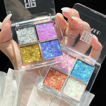 

DIKALU Eyeshadow Palette Holographic Shiny Matte Glitter Pigment Eye Shadow Pallete Metallic Diamond Makeup Palette TSLM1