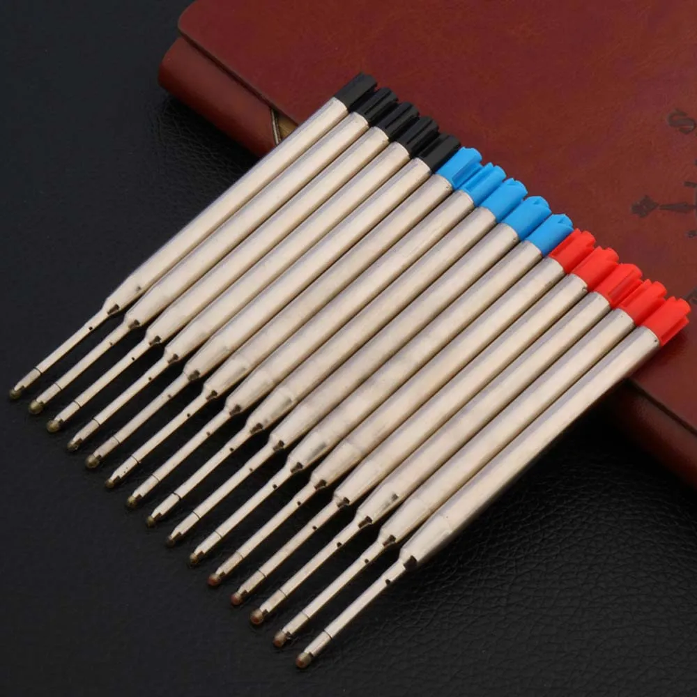 Recargas de bolígrafo de alta calidad, suministros de escritura para negocios, oficina, escuela, color rojo, azul y negro, apto para Estilo Bolígrafo De metal, regalo, 10 Uds.