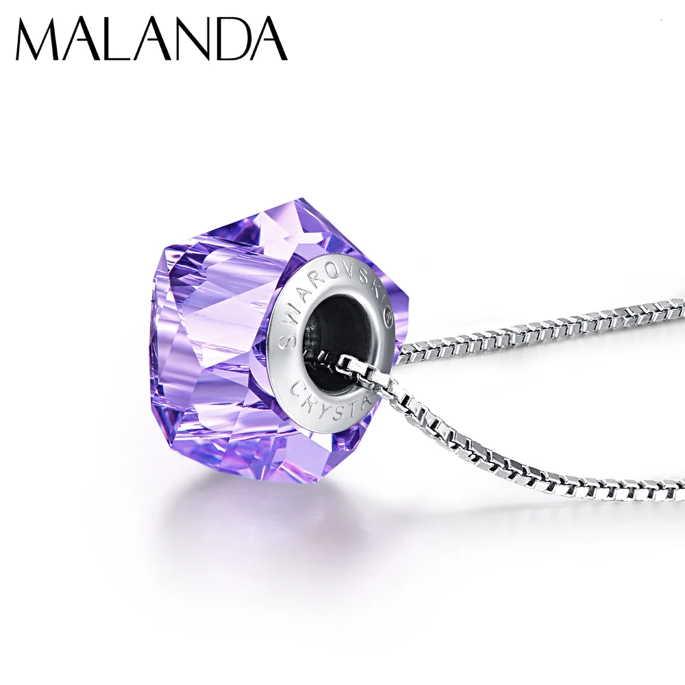 Malanda новые кристаллы Swarovski BeCharmed Helix бисера кулон ожерелье для женщин элегантные модные ожерелья вечерние ювелирные изделия подарок - Окраска металла: Crystal Violet STEE