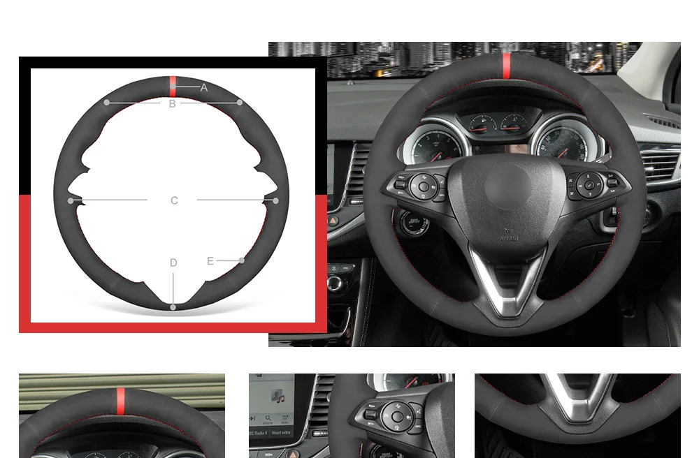 MEWANT Custom Steering Wheel Cover For Opel - Hand-Stitched Microfiber Leather Wrap, Perfect Fit Astra, Corsa, Insignia & More