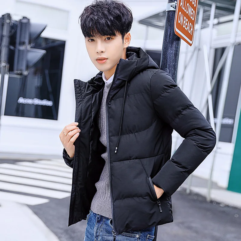 

Winter Short Coat Men Warm Thick Fashion Parka Men Solid Color Casual Hooded Coat Man Wild Loose Cotton Jacket Male Clothes