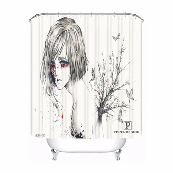 

Custom Sexy Girl Black White Waterproof Shower Curtain Home Bath Bathroom s Hooks Polyester Fabric Multi Sizes180509-41