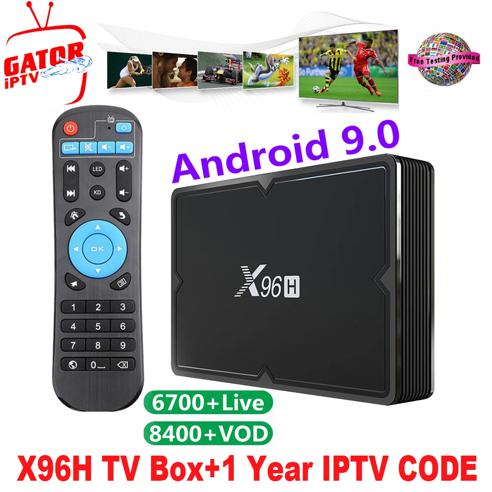 

Europe IPTV X96H TV BOX Android 9.0 with 1 year IP TV subscription box France Arabic Portugal Spain IPTV for M3U MAG free test